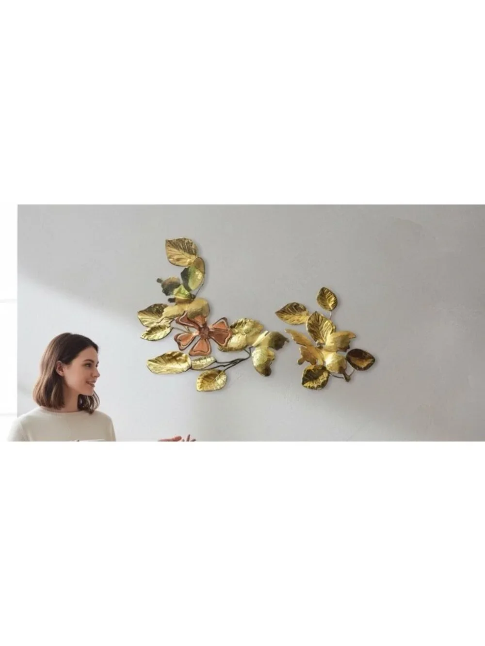 Brass & Copper Wall Art Set Of 2 Butterflies On Branches Leaves